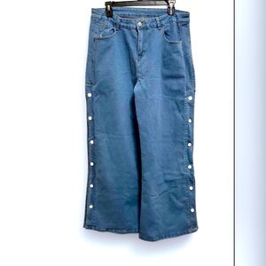 Plus Size Blue denim wide leg jeans